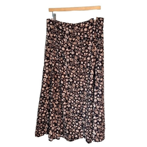 Christopher & Banks Earth Tones Floral Midi Skirt Women Size X - Picture 4 of 8